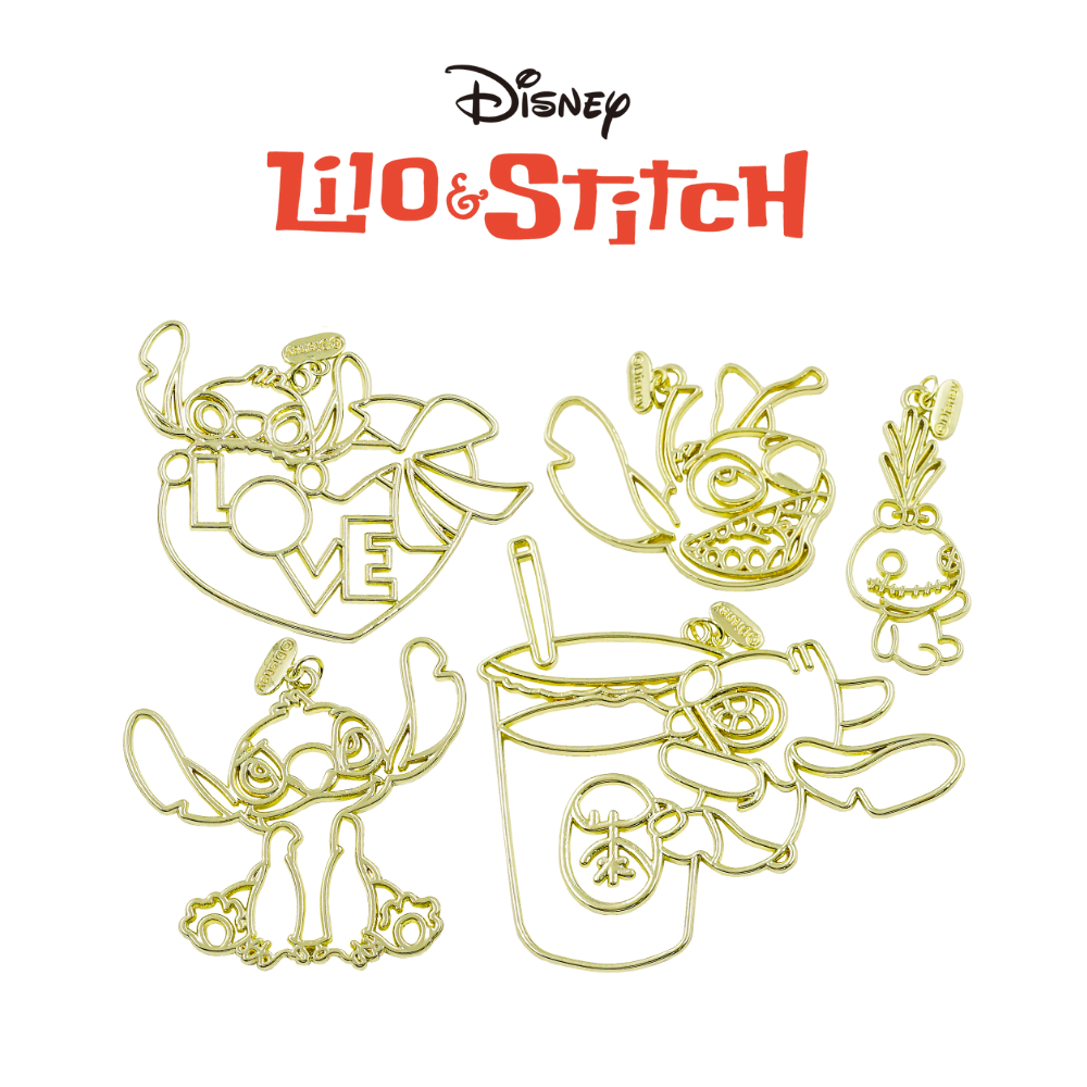 Disney Stitch Gold Open Bezel Charms (5 pieces)