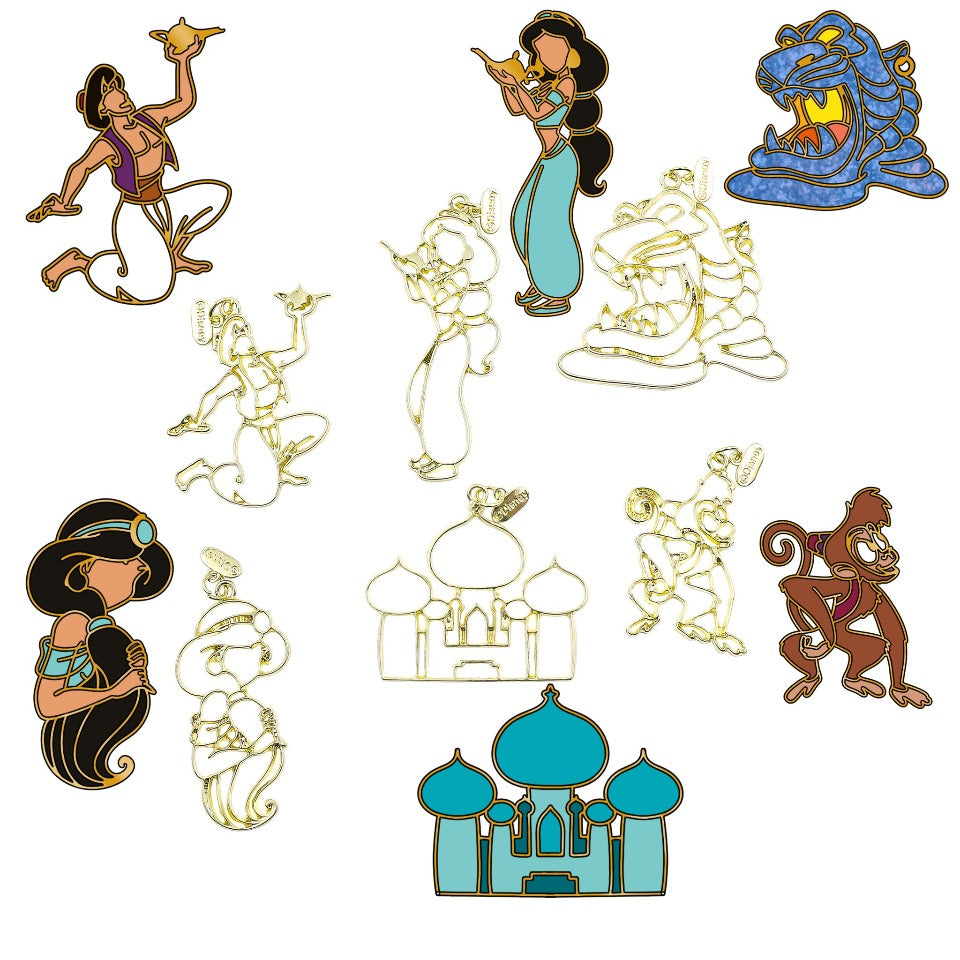 Disney Aladdin Gold Open Bezel Charms (6 pieces)