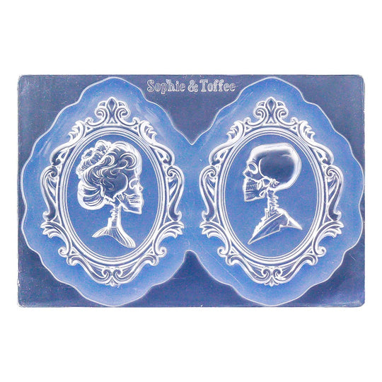 Molde de silicona con forma de camafeo de esqueleto (2 cavidades)