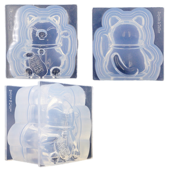 Moule en silicone en forme de chat porte-bonheur