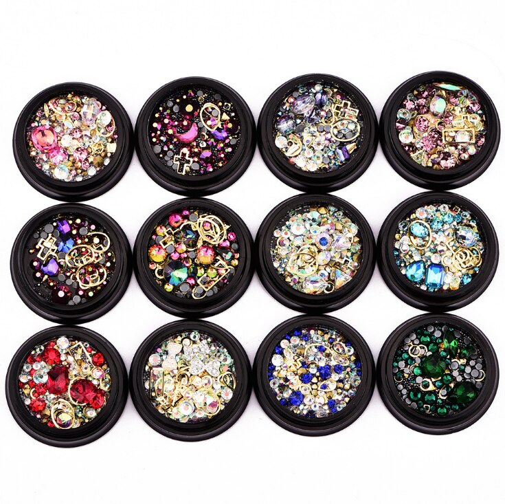 Bling Bling Rhinestones Metal Accents Micro Beads Glass Gems Mix, Sha, MiniatureSweet, Kawaii Resin Crafts, Decoden Cabochons Supplies