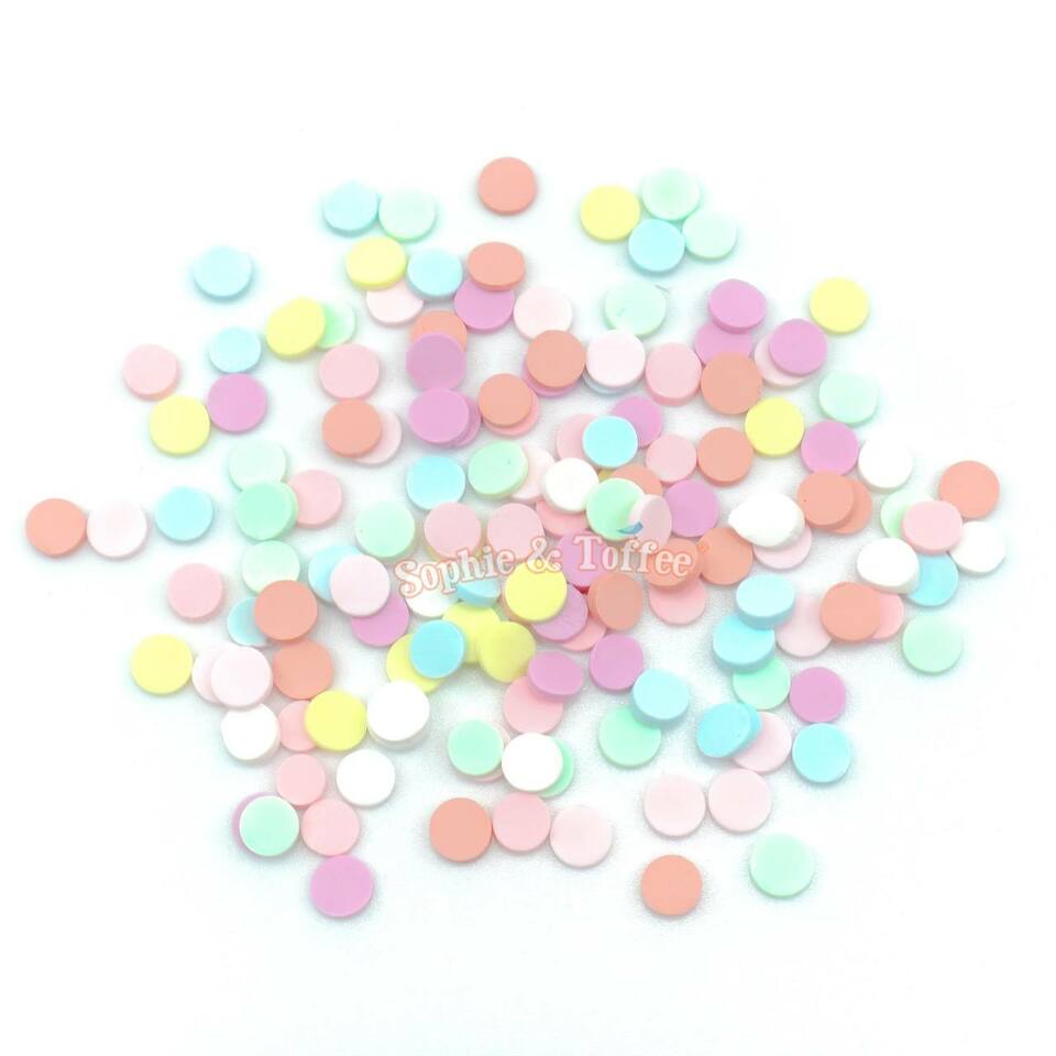 Pastel Rainbow Round Fake Sprinkles Polymer Clay Slime, Decoden, or Fake  Bake Supplies 