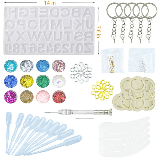 Kit de bricolage en résine avec alphabet à capuchon