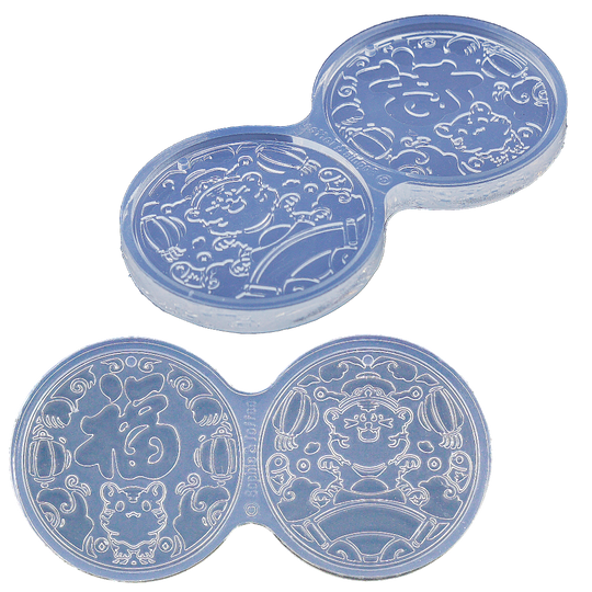 Molde de silicona con diseño de tigre lunar y decoraciones de papel recortado