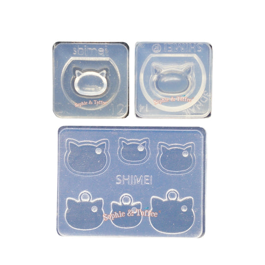 Molde de silicona de gatito hueco en miniatura 3D