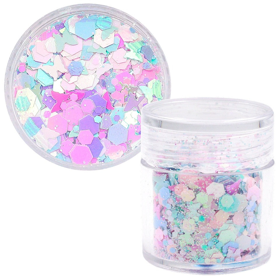 Butterfly & Shapes Holographic Confetti Glitter (3 pots)