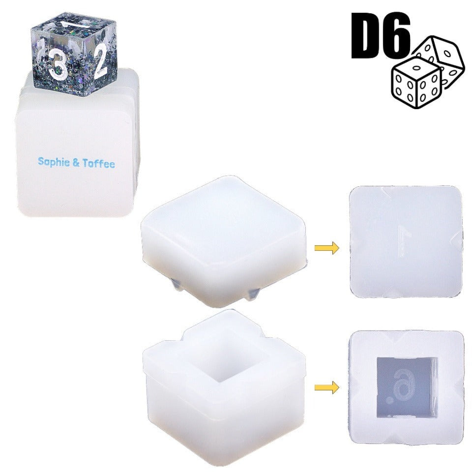 Dungeons and Dragons Gamer Dice / Die Mold Silicone Rubber D4, D6, D8, D10,  D12, D20, D100 