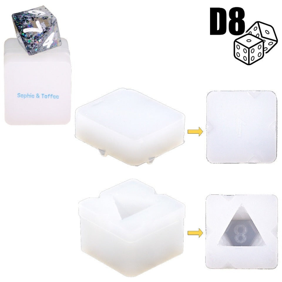 d8 Polyhedral Dice Silicone Mold, Octahedron Die Mold, Eight Sided D, MiniatureSweet, Kawaii Resin Crafts, Decoden Cabochons Supplies