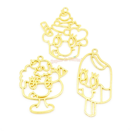 Ice Cream Theme Open Bezel Charms