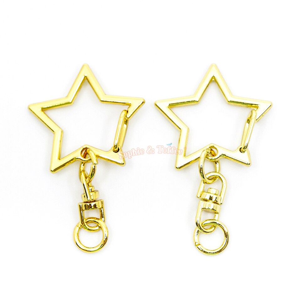 Gold Star Snap Clip Key Chain  Kawaii Star Snap Clip with Swivel