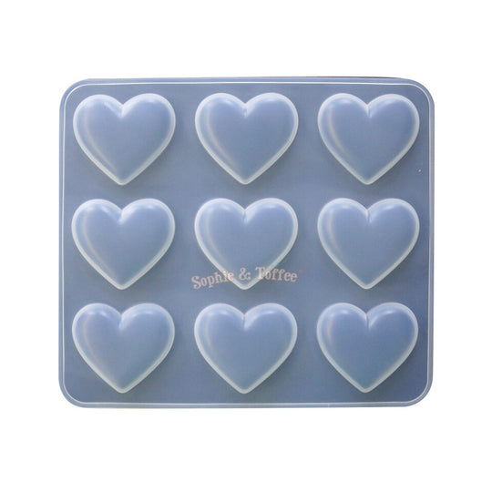 Shiny Puffy Heart Silicone Mold (9 Cavity)