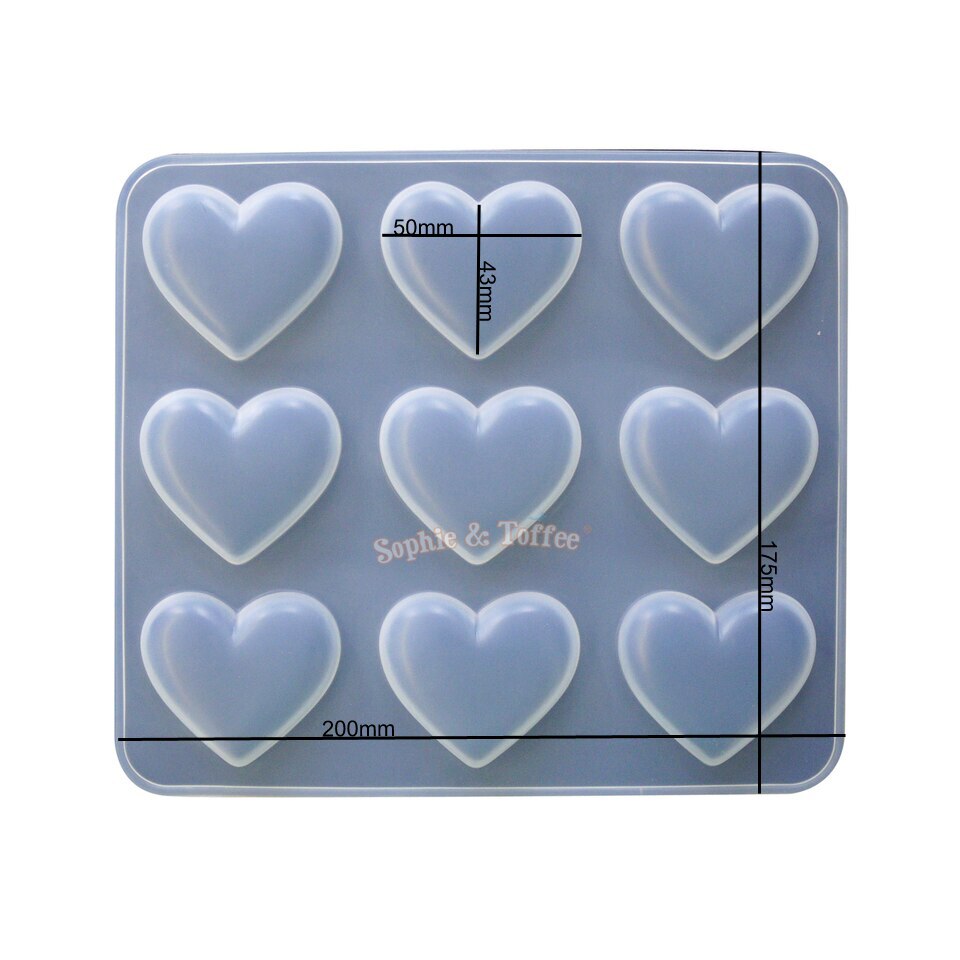 Puffed Heart Clear Silicone Mold - HOUSE OF MOLDS 24 mm x 29 mm