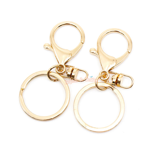 Gold Key Chain Ring with Swivel Ring