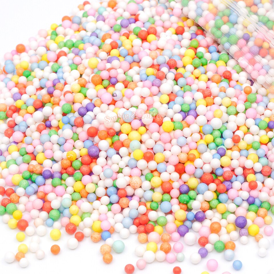 Colorful Foam Sprinkles Toppings, Colorful Fake Sprinkles, Mini Rainbow  Foam Ball Beads for Slime, Faux Nonpareils, Miniature Bubblegum Candy