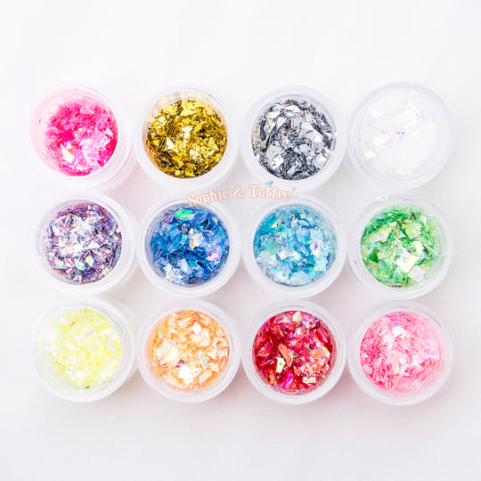 Holographic Glitter Flakes - 12 Colors Pack (10g ea)