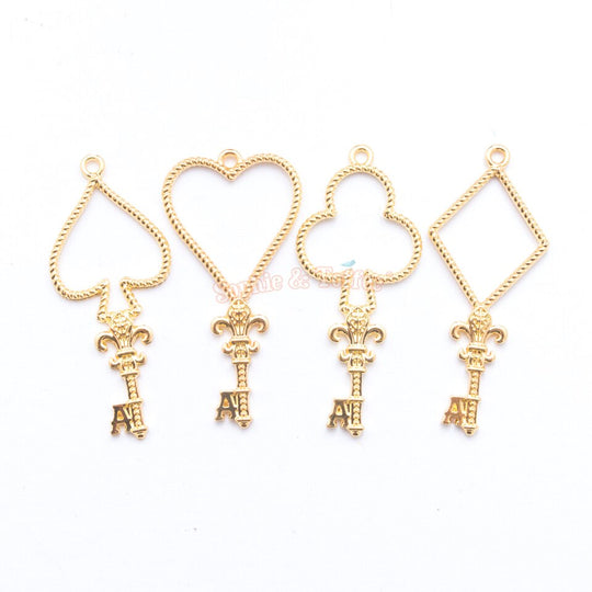 Poker Keys Open Bezel Metal Charm