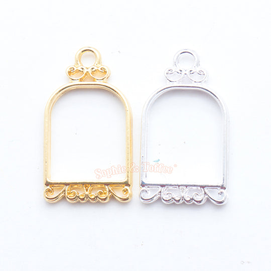 Birdcage Open Bezel Silver Charm