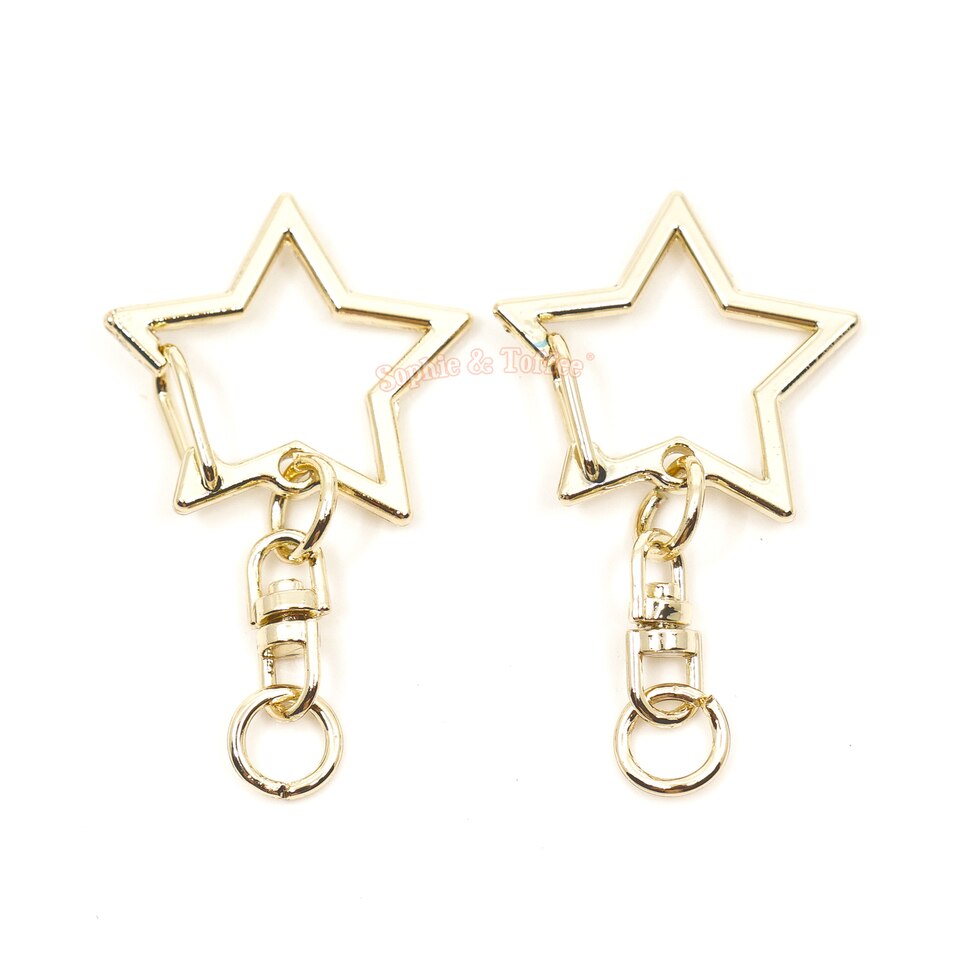 Light Gold Star Snap Clip Key Chain