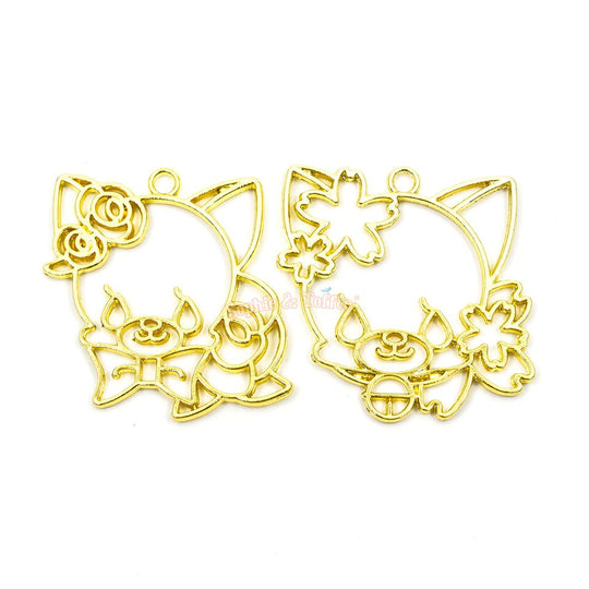 Charms de bisel abierto con temática de ratón kawaii (2 piezas)