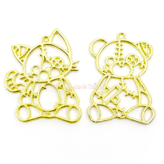 Patchwork Plush Toy Theme Open Bezel Charms