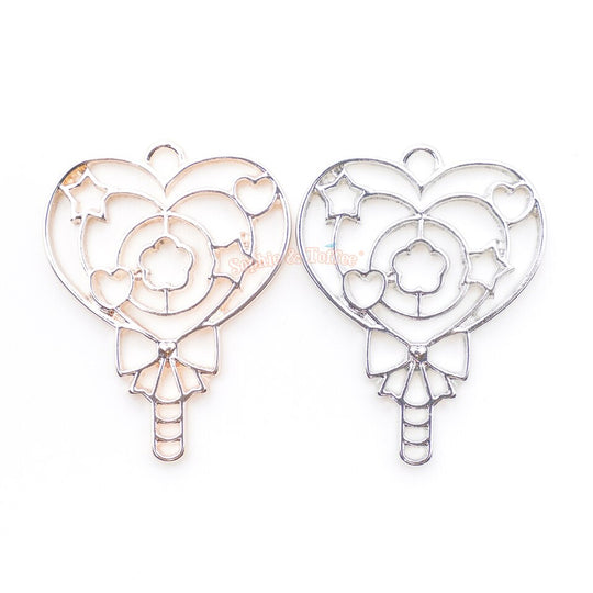Magical Heart Wand Open Bezel Charm