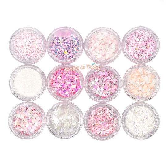 Sweet Dreamy Pink Glitters 12 colors Mix