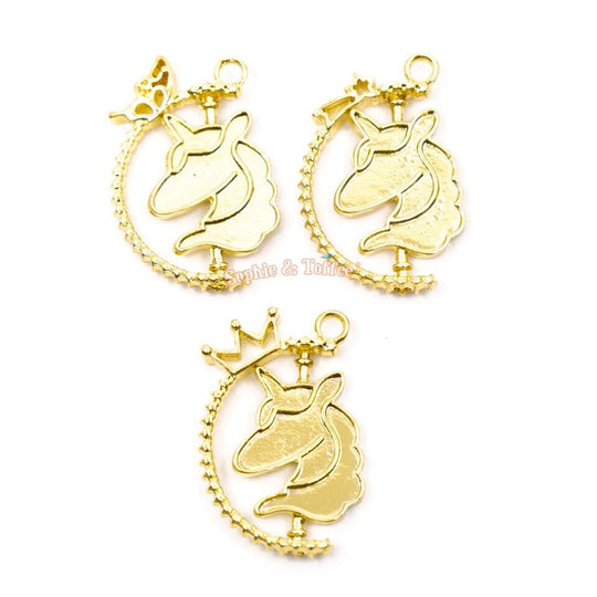 Unicorn Rotary Spin Backed Bezel Charms