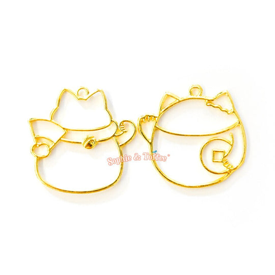 Fortune Cat Open Bezel Charm