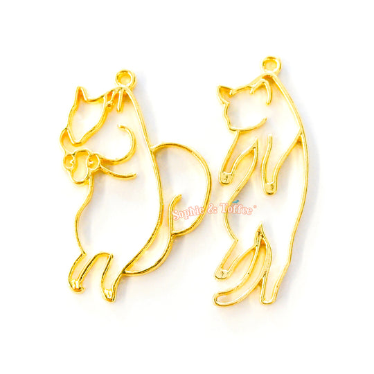 Lazy Cat & Squirrel Open Bezel Charm (4 pieces)