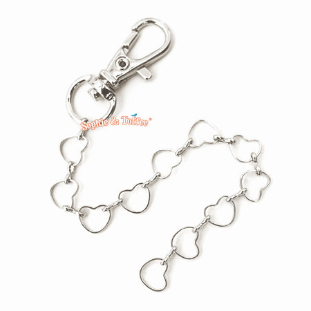 Silver Heart Snap Clip Key Chain (6 pieces)