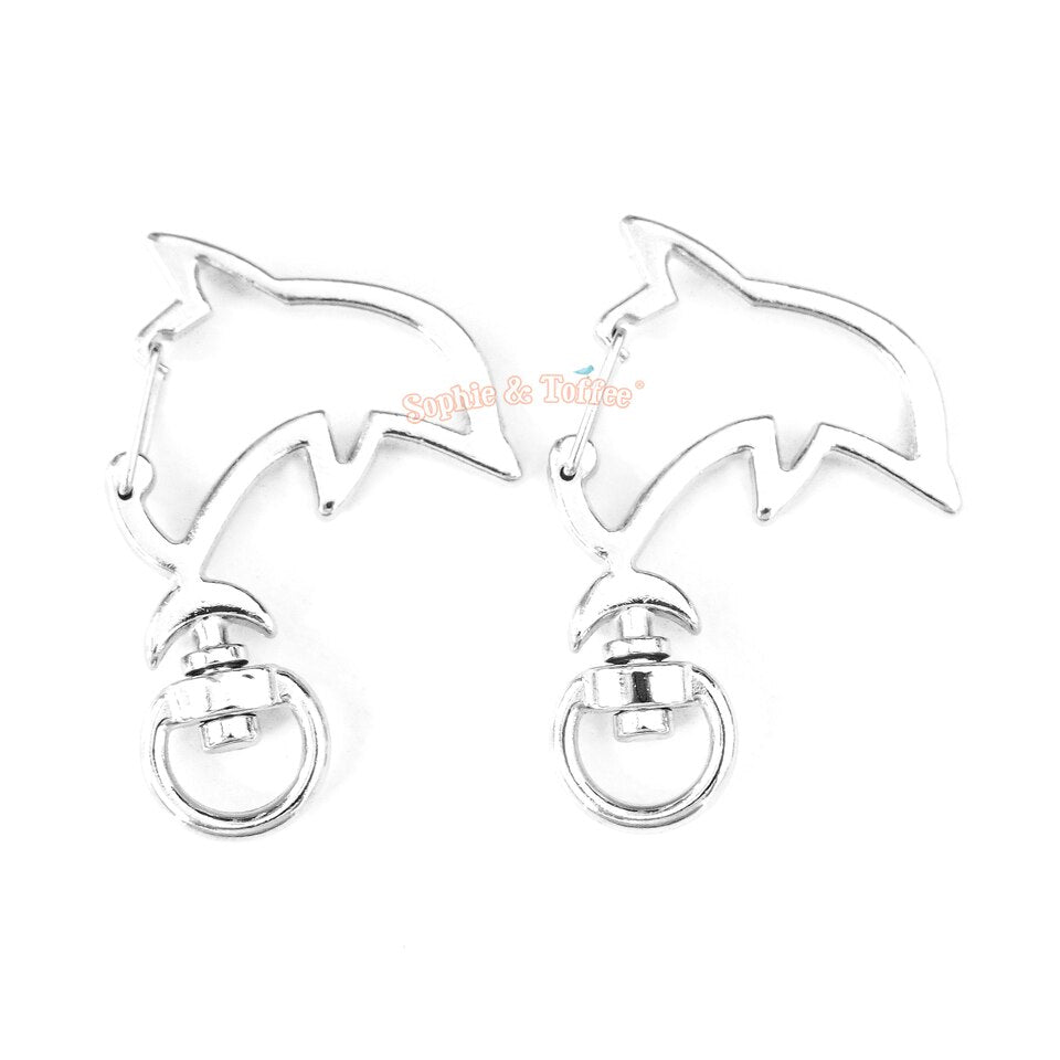 Dolphin Lobster Clasp with Swivel Ring, Kawaii Snap Clip