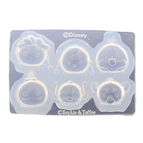 A clear silicone mold featuring Disney characters Lilo, Stitch, and Simba in a phone grip size, branded by Sophie & Toffee.