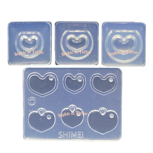 Miniature 3D Hollow Heart Silicone Mold (4 pieces)
