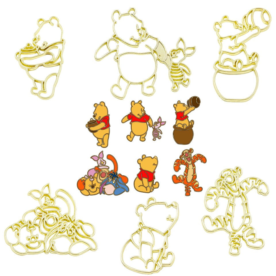 Disney Winnie The Pooh Gold Open Bezel Charms (6 pieces)