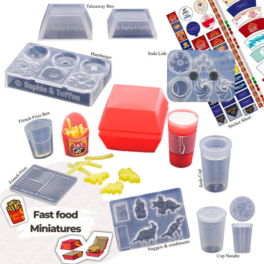 Clearance 3D Miniatures Fast Food Silicone Molds Set