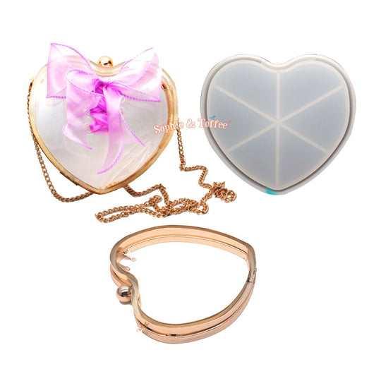 Kit de molde de silicona para bolso de mano con forma de corazón