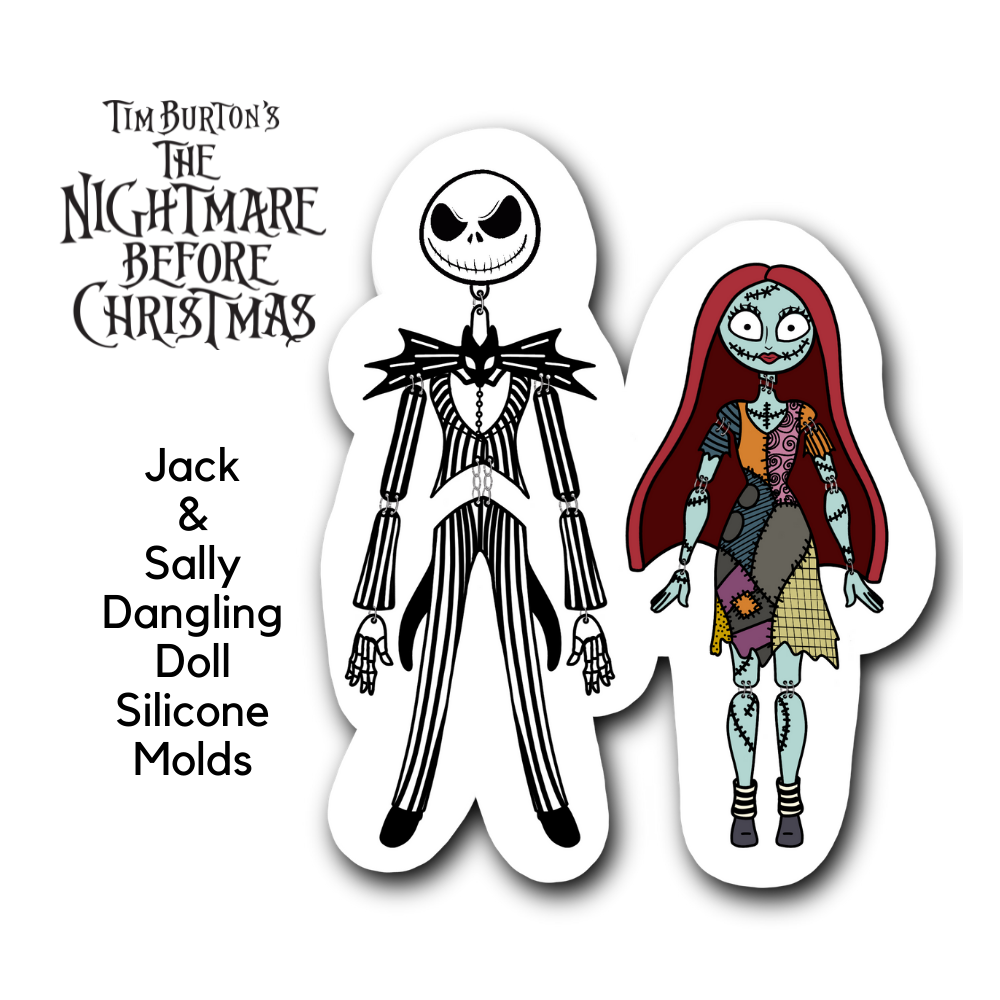 Disney Nightmare Before Christmas Jack & Sally Dangling Doll Silicone Molds