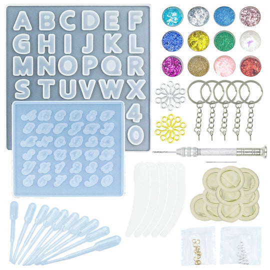 Kit de manualidades de resina con alfabeto en estilo mini