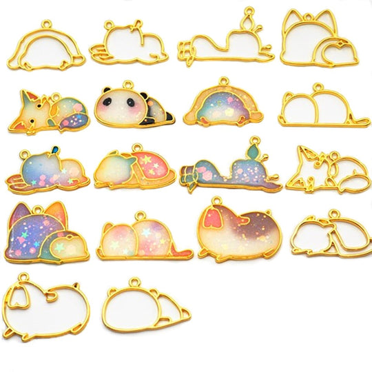 Sleepy Animals Theme Open Bezel Charms