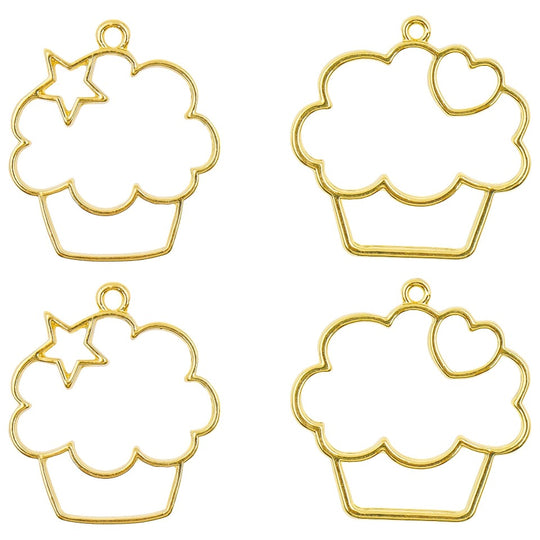 Dijes de bisel abierto de cupcake (8 piezas)