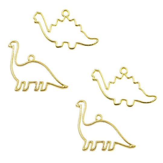 Charm de dinosaurio con bisel abierto (6 piezas)