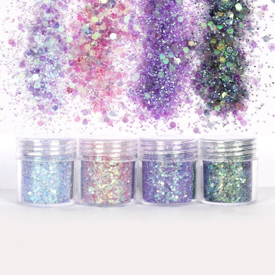 Lilac Violet Shade Colours Glitter Set (4 pieces)