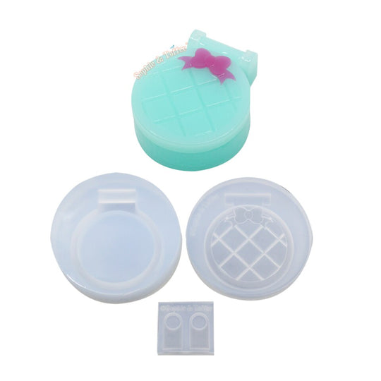 Molde de silicona para caja de baratijas redonda a cuadros