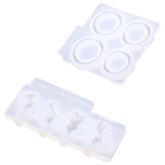 Moldes de silicona con forma de anillos de dinosaurio (2 juegos)