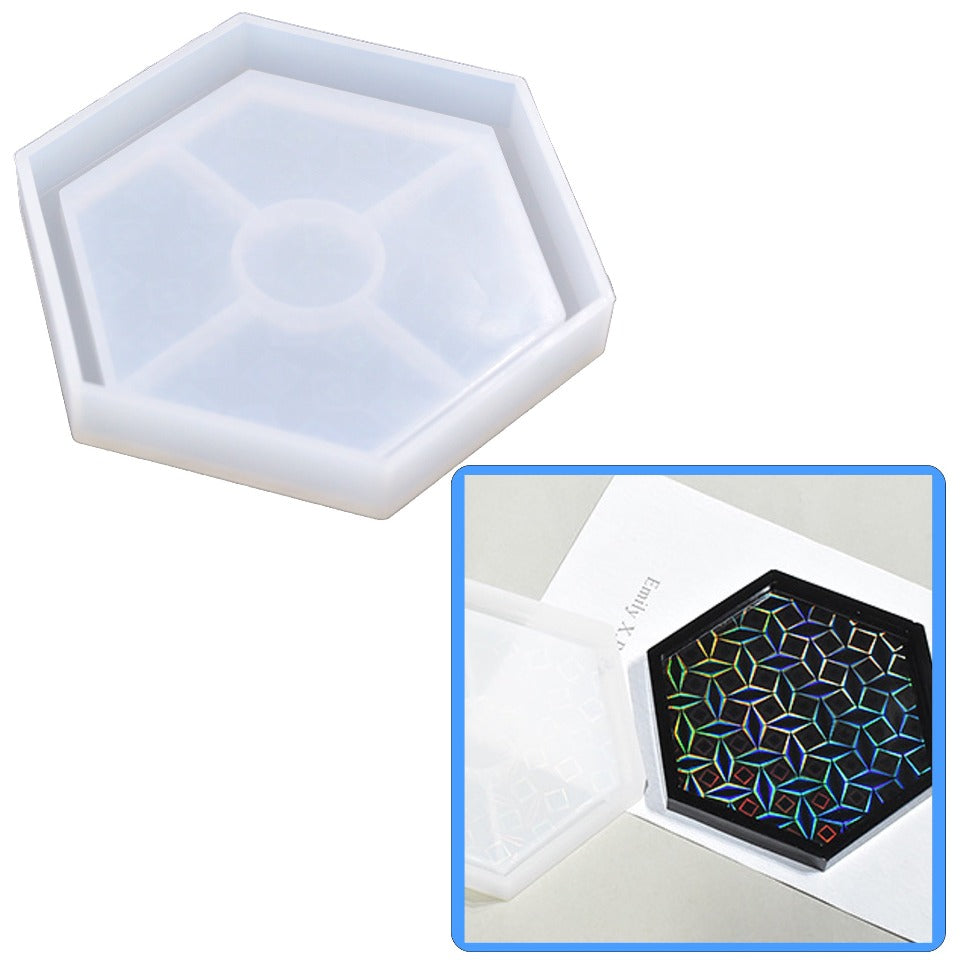 Holographic Resin Mold with Colorful Light Effect Silicone Molds Coaster  Molds for Epoxy Resin Holographic Molds Insert 