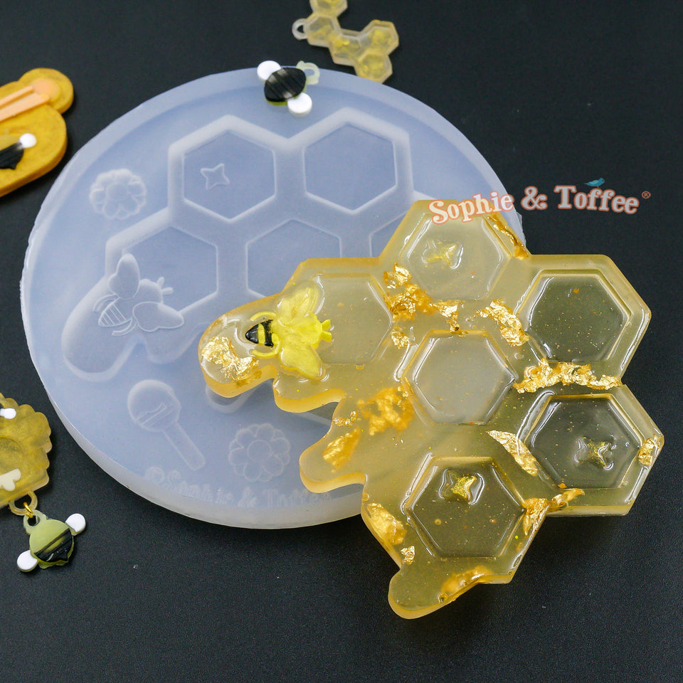  Bee Honeycomb Charms Silicone Resin Molds Bee