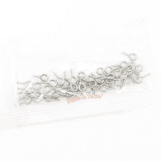 Silver Screw Eye Pins (approx. 50 pieces) (9mm x 4mm)