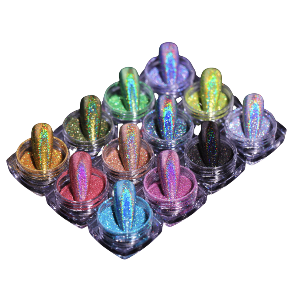 Nail Crystals Rhinestones Powder Rainbow Color Glitter Shiny Pigment  Iridescent Glass Micro Drill Nail Art DIY Decoration Tips