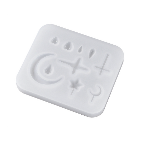 Molde de silicona con forma de cruz lunar y gotas de lluvia