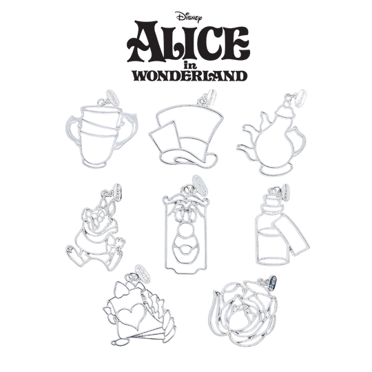 Disney Alice In Wonderland Silver Open Bezel Charms (8 pieces)